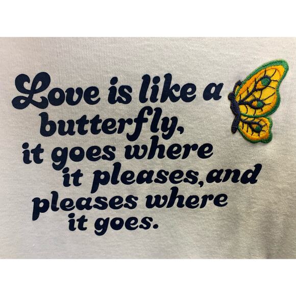 Vtg 70s Single Stitch T-shirt Whimsical Love is like a Butterfly Med - Picture 5 of 9